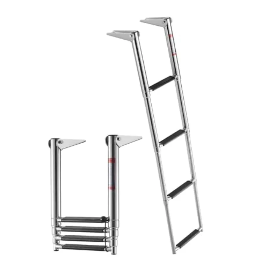 Boat Ladder, 4 Steps Stainless Steel Telescoping Folding Swim Deck Ladder for Rear Entry Inboard, Heavy Duty 900 lbs Capacity w
Boat Ladder, 4 Steps Stainless Steel Telescoping Folding Swim Deck Ladder for Rear Entry Inboard, Heavy Duty 900 lbs Capacity w