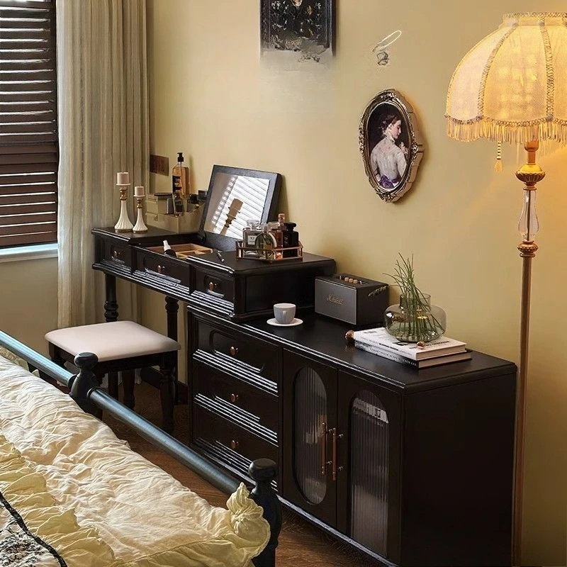 French retro solid wood dresser chest cabinet integrated American medium and ancient style cosmetic table bedroom bedside cabint
French retro solid wood dresser chest cabinet integrated American medium and ancient style cosmetic table bedroom bedside cabint