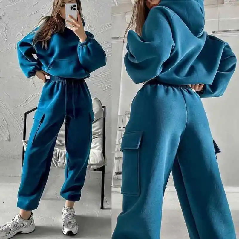European And American Fashion Casual Suit Women's Autumn And Winter Loose Hooded Sports Casual Hoodie Two-Piece Set
European And American Fashion Casual Suit Women's Autumn And Winter Loose Hooded Sports Casual Hoodie Two-Piece Set