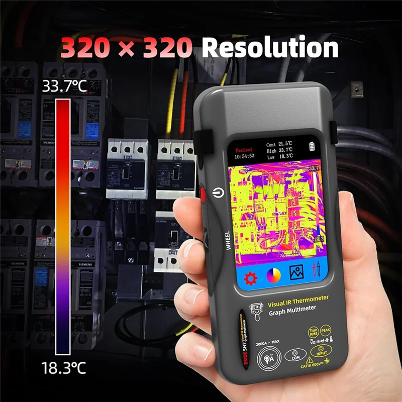 ABVO-Thermal Imaging Camera Multimeter 320X320 IR Resolution With 15 Thermal Palettes For Electrical Inspection Electronic
ABVO-Thermal Imaging Camera Multimeter 320X320 IR Resolution With 15 Thermal Palettes For Electrical Inspection Electronic