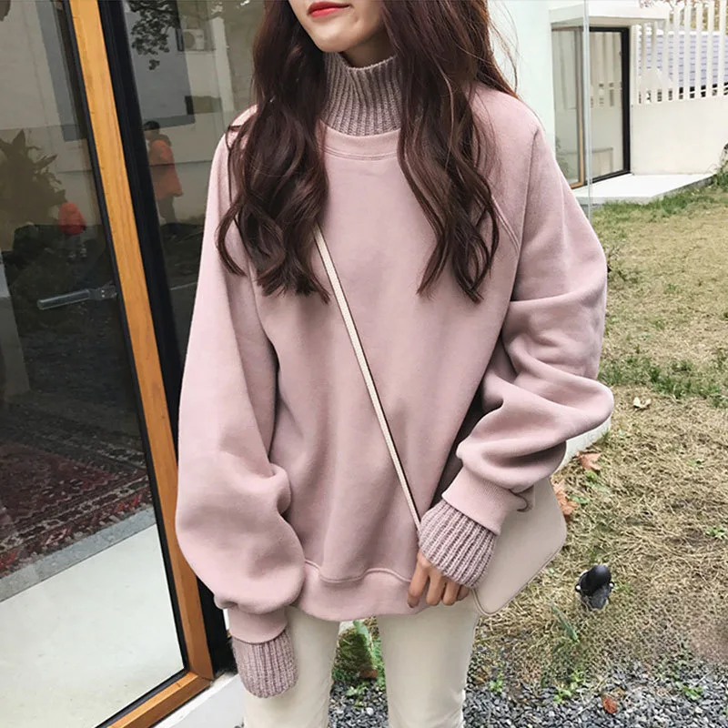 Autumn Winter New Fleece-Lined Thickened Sweatshirt For Women Korean Style Trendy Student Loose Lazy Fake Two-Piece High Neck
Autumn Winter New Fleece-Lined Thickened Sweatshirt For Women Korean Style Trendy Student Loose Lazy Fake Two-Piece High Neck