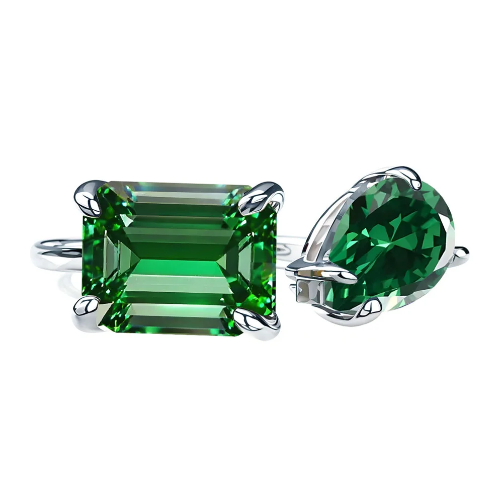 New 925 silver emerald rectangular water drop splicing wind ring women's European and American high jewelry
New 925 silver emerald rectangular water drop splicing wind ring women's European and American high jewelry