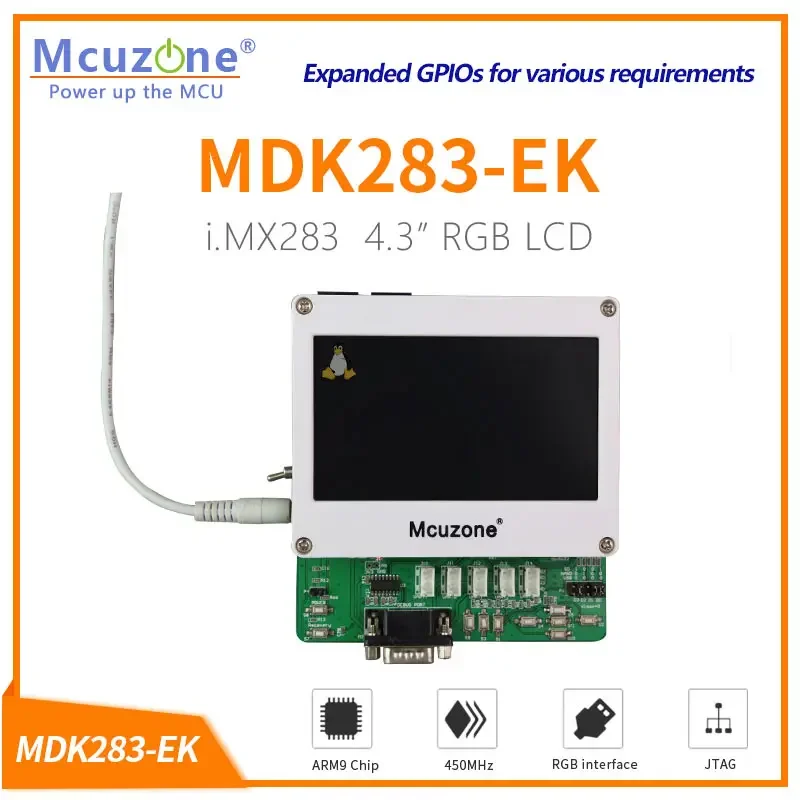 NXP Freescale i.MX283 MDK283-EK_T43, 454MHz CPU, 128MB DDR2, 256MB NAND, LCD, Ethernet Linux QT GUI
NXP Freescale i.MX283 MDK283-EK_T43, 454MHz CPU, 128MB DDR2, 256MB NAND, LCD, Ethernet Linux QT GUI