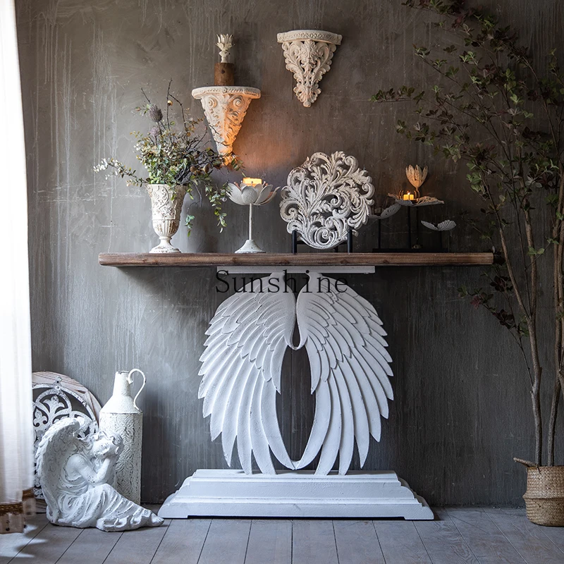 American-style entrance platform hollow creative wall wall narrow table
American-style entrance platform hollow creative wall wall narrow table