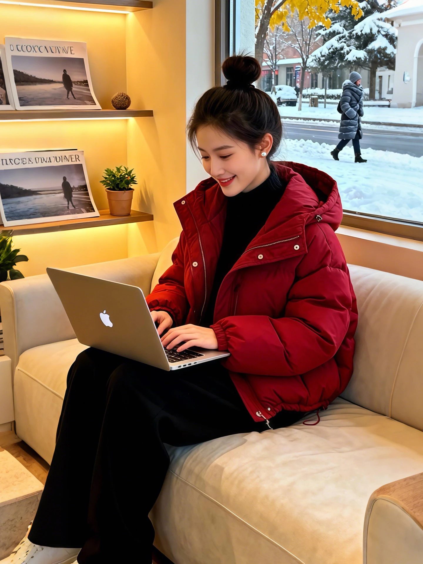 Fashionable Advanced Women's Winter Outfit Hooded Cotton Jacket And Wide Leg Pants Two Piece Set Commute Style Casual Wear
Fashionable Advanced Women's Winter Outfit Hooded Cotton Jacket And Wide Leg Pants Two Piece Set Commute Style Casual Wear