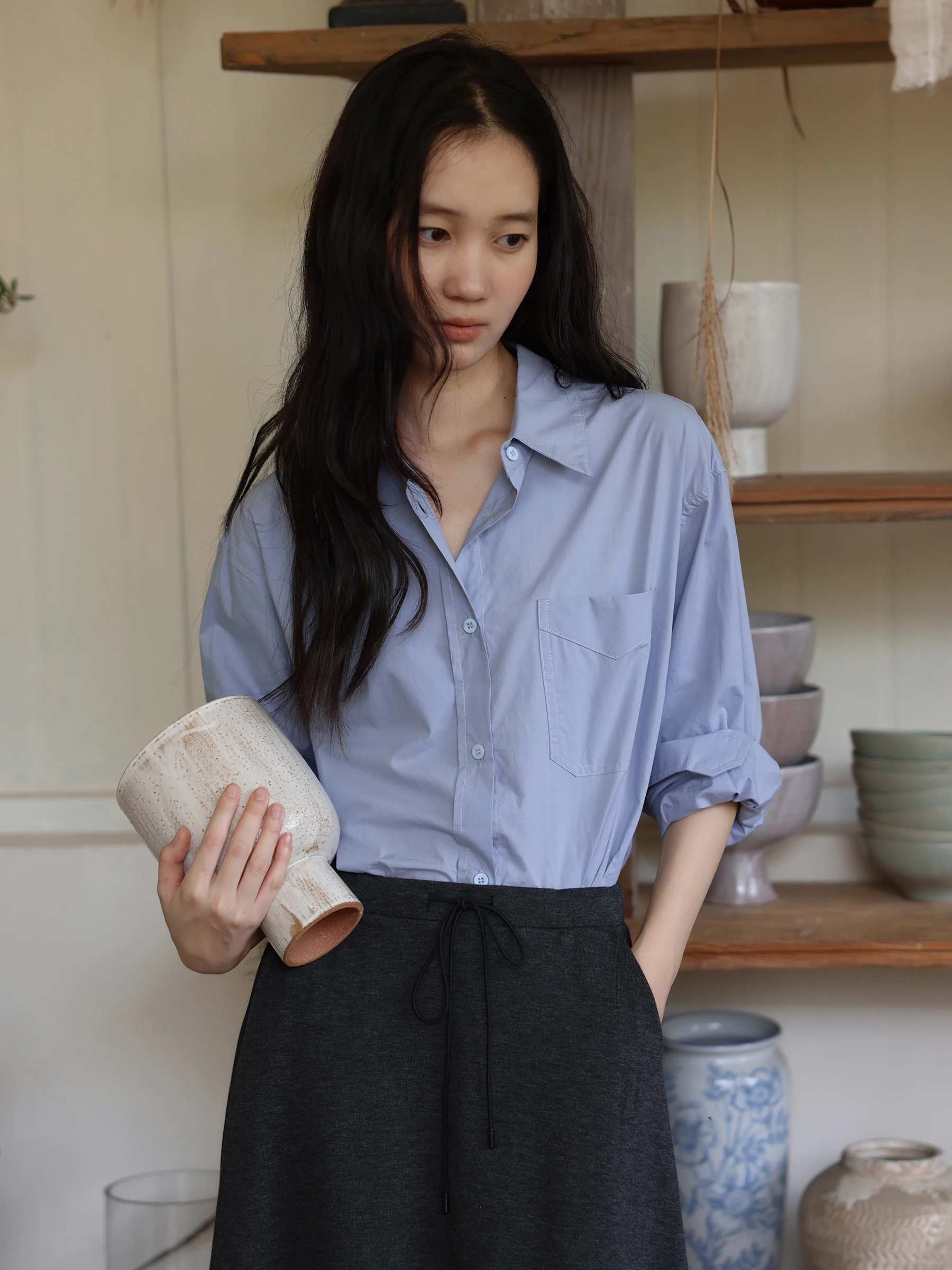 MUNNS Long Sleeve Cotton Shirt Vintage Blue Casual Basic Pure Cotton Breathable Comfortable Women's Fashion Spring Autumn
MUNNS Long Sleeve Cotton Shirt Vintage Blue Casual Basic Pure Cotton Breathable Comfortable Women's Fashion Spring Autumn