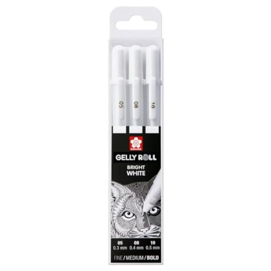 Gelly Roll Basic White Gel Pen Set of 3, Assorted Sizes Opaque Pens for Highlights, Drawing and Crafts
Gelly Roll Basic White Gel Pen Set of 3, Assorted Sizes Opaque Pens for Highlights, Drawing and Crafts