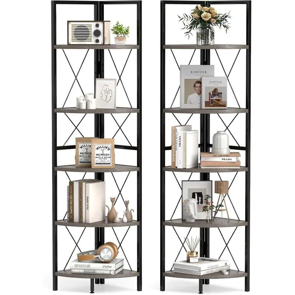 Set of 2 63 Tall 5-Tier Metal and Oak Shelving Units for Home Storage and Display
Set of 2 63 Tall 5-Tier Metal and Oak Shelving Units for Home Storage and Display