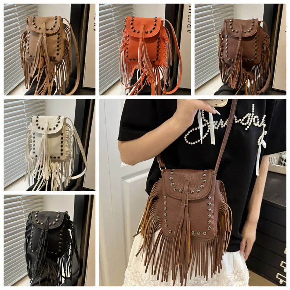 Retro Riveted Tassel Shoulder Bag Solid Color PU Leather Handbag Bohemian Style Wallet Crossbody Bag Girls
Retro Riveted Tassel Shoulder Bag Solid Color PU Leather Handbag Bohemian Style Wallet Crossbody Bag Girls