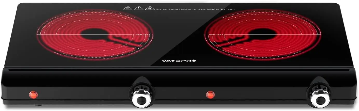 Infrared Double Burner Electric Cooktop - 1800W Portable Stove, Heat-up In Seconds, Countertop Cooktop for Dorm, Compatible
Infrared Double Burner Electric Cooktop - 1800W Portable Stove, Heat-up In Seconds, Countertop Cooktop for Dorm, Compatible