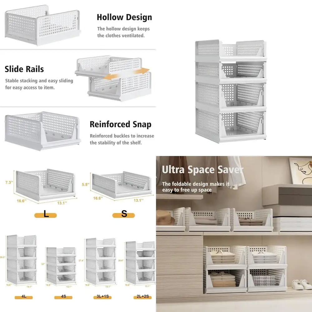 Штабелируемые пластиковые контейнеры для хранения с двумя большими и 2 маленькими для организации дома, офиса и кухни
Штабелируемые пластиковые контейнеры для хранения с двумя большими и 2 маленькими для организации дома, офиса и кухни