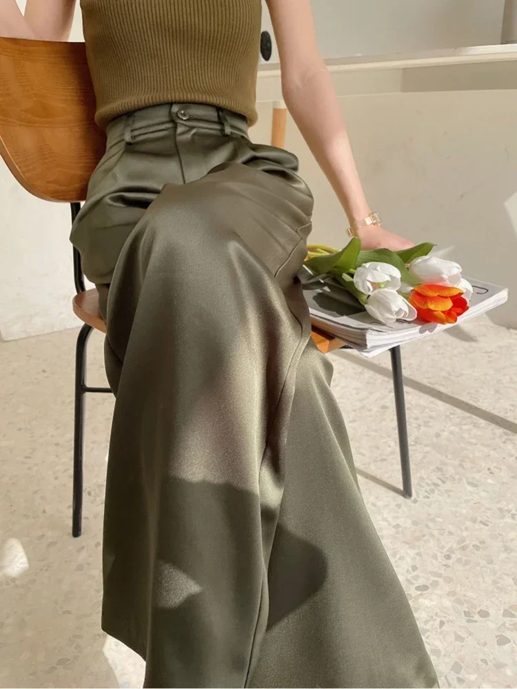 High-waist Summer Silk Suit Straight Pants Elegant Casual Satin Wide-leg Pants for Women Trousers Full Length Spring Women's
High-waist Summer Silk Suit Straight Pants Elegant Casual Satin Wide-leg Pants for Women Trousers Full Length Spring Women's