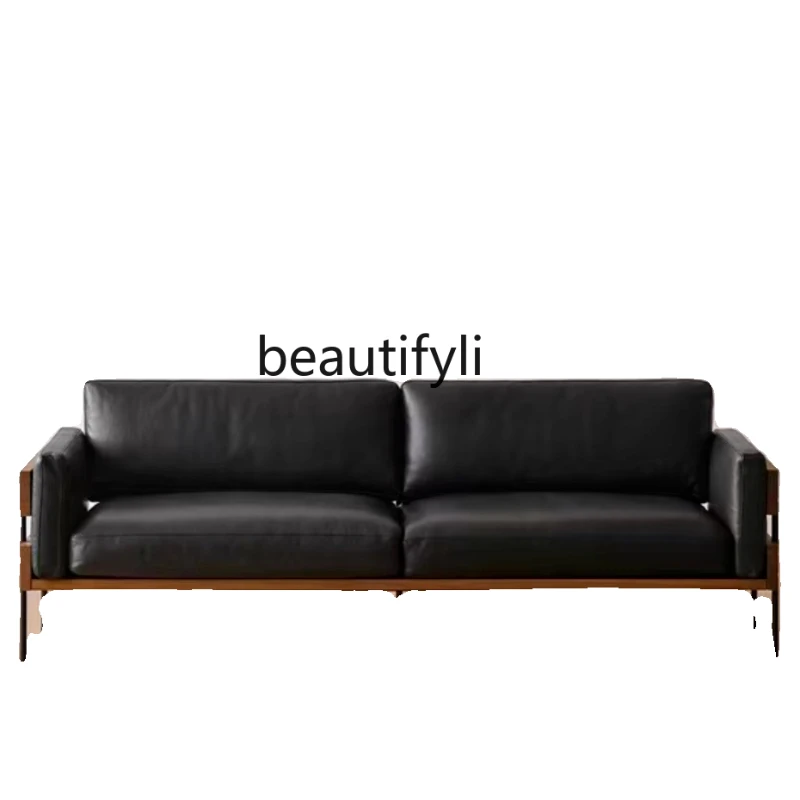 Medieval solid wood Nordic first layer cowhide black leather art double triple straight row sofa
Medieval solid wood Nordic first layer cowhide black leather art double triple straight row sofa