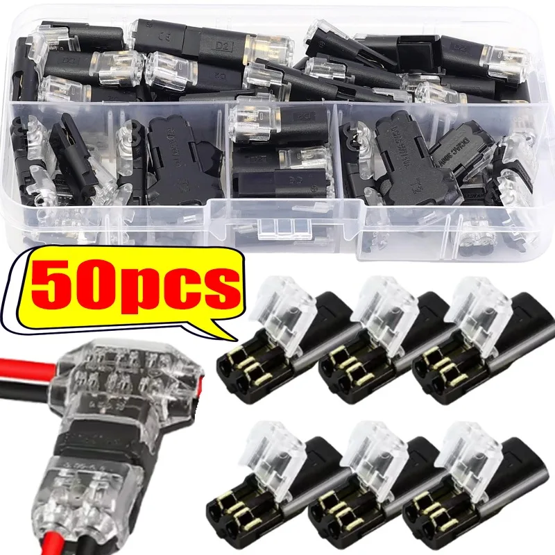 50PCS Wire Cable Snap In T2/D2 Connector No-solder No-peel Quick Terminal Connections Joiners Auto Plug Electrical Accessories
50PCS Wire Cable Snap In T2/D2 Connector No-solder No-peel Quick Terminal Connections Joiners Auto Plug Electrical Accessories