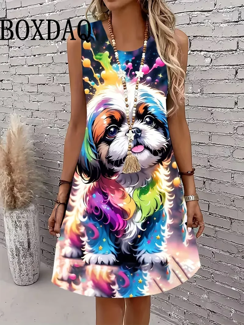 2026 Fashion Women's Dress Funny Tie Dye Puppy 3D Printed Loose Casual Vest Round Neck Dress Summer Streetwear Sleeveless Dress
2026 Fashion Women's Dress Funny Tie Dye Puppy 3D Printed Loose Casual Vest Round Neck Dress Summer Streetwear Sleeveless Dress
