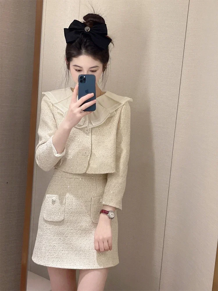 UNXX Korean Fashion Two Piece Set Womens Outfits Spring Autumn New Long Sleeve Short Jacket + A-line Mini Skirt Suits Vintage
UNXX Korean Fashion Two Piece Set Womens Outfits Spring Autumn New Long Sleeve Short Jacket + A-line Mini Skirt Suits Vintage