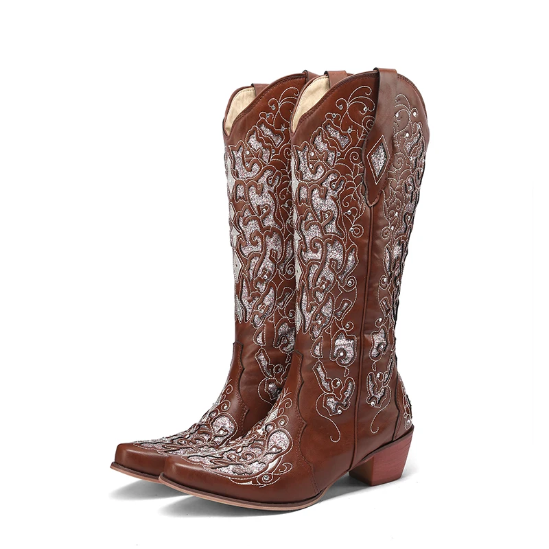 Women's new autumn and winter thick heel high-heeled pointed toe and knee embroidered high boots Western boots Knight boots
Women's new autumn and winter thick heel high-heeled pointed toe and knee embroidered high boots Western boots Knight boots