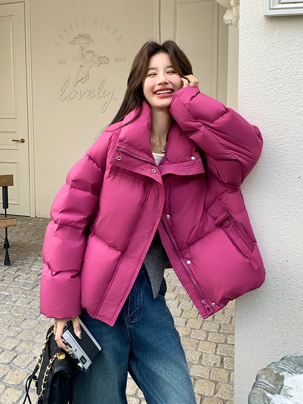 Pink ort Bread Sle down Jaet Women's Winter Faion Korean Simple Match All Outerwear Casual Loose Fit Warmth
Pink ort Bread Sle down Jaet Women's Winter Faion Korean Simple Match All Outerwear Casual Loose Fit Warmth