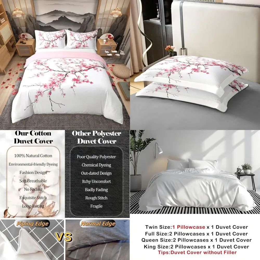 Японский комплект постельного белья Queen Cherry Blossom — розовая цветочная эстетика, ультрамягкий хлопковый пододеяльник
Японский комплект постельного белья Queen Cherry Blossom — розовая цветочная эстетика, ультрамягкий хлопковый пододеяльник