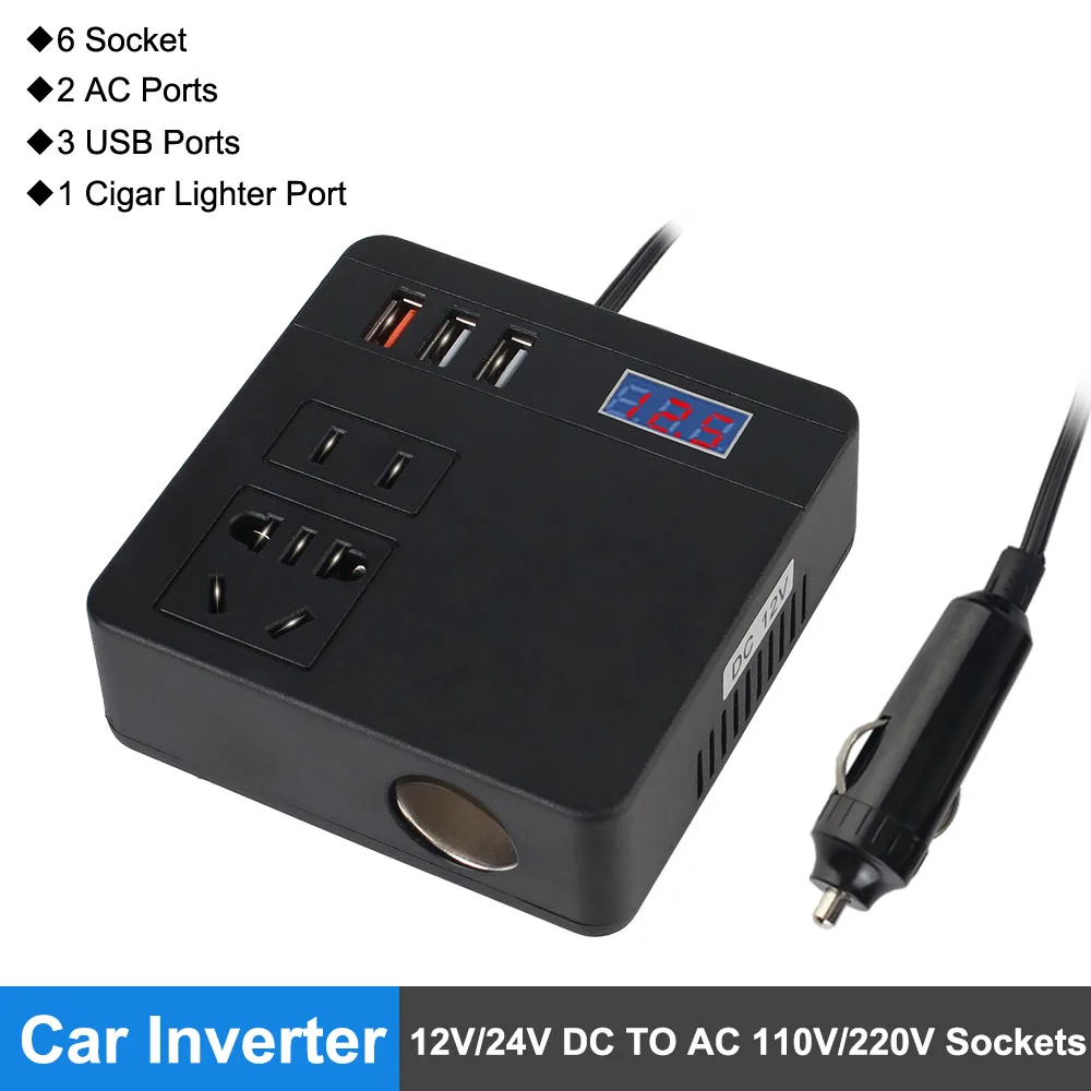 Дисплей напряжения 120 Вт QC 3,0, автомобильные USB зарядные устройства постоянного тока 12 В/24 В в переменный ток 110 В/220 В, конвертер с 6 розетками
Дисплей напряжения 120 Вт QC 3,0, автомобильные USB зарядные устройства постоянного тока 12 В/24 В в переменный ток 110 В/220 В, конвертер с 6 розетками