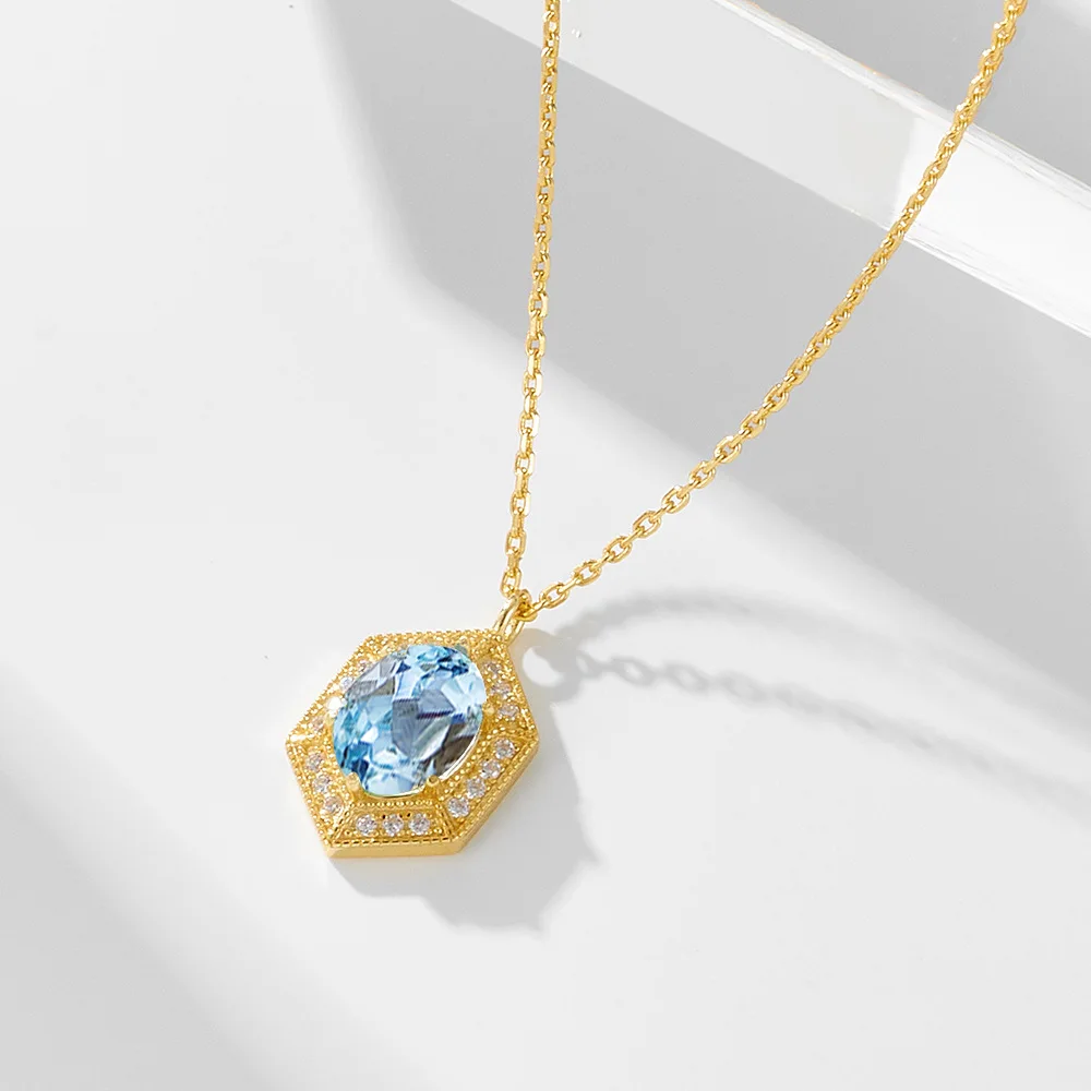 Dawn's Jewel Simple geometric retro natural sky blue Topaz sterling silver necklace female niche design sense of light luxury
Dawn's Jewel Simple geometric retro natural sky blue Topaz sterling silver necklace female niche design sense of light luxury