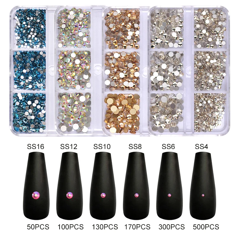 6 Grids Crystals AB Rhinestones 3D Flat Bottom Mixed Size SS4-SS16 Nails Accessories for Nail Art Manicures DIY Decoration
6 Grids Crystals AB Rhinestones 3D Flat Bottom Mixed Size SS4-SS16 Nails Accessories for Nail Art Manicures DIY Decoration
