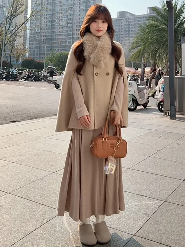 Elegant Premium Faux Fur Coat Dress Set Rich Girl Style Slimming Long Skirt High Collar Overhead Winter Fashion Women's Ensemble
Elegant Premium Faux Fur Coat Dress Set Rich Girl Style Slimming Long Skirt High Collar Overhead Winter Fashion Women's Ensemble
