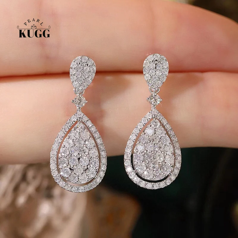 KUGG 100% 18K White Gold Earrings Luxury Shiny Design 1.60carat Real Natural Diamond Drop Earrings for Women Senior Banquet
KUGG 100% 18K White Gold Earrings Luxury Shiny Design 1.60carat Real Natural Diamond Drop Earrings for Women Senior Banquet