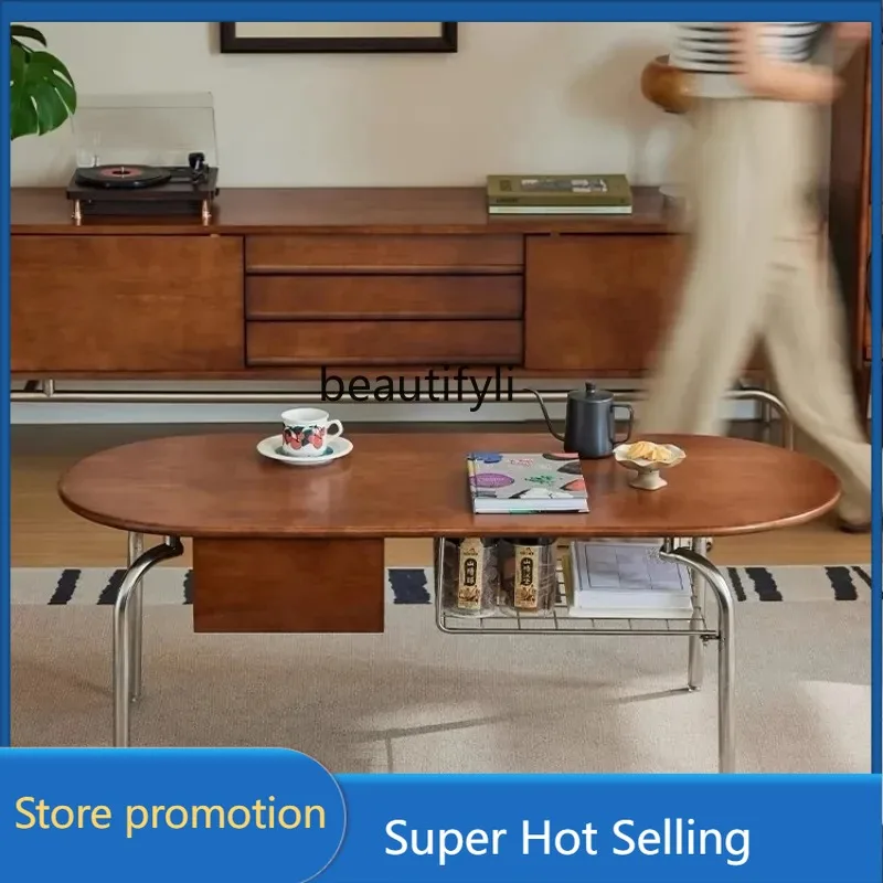 a485 French retro solid wood coffee table living room oval tea table stainless steel multi-functional small table
a485 French retro solid wood coffee table living room oval tea table stainless steel multi-functional small table