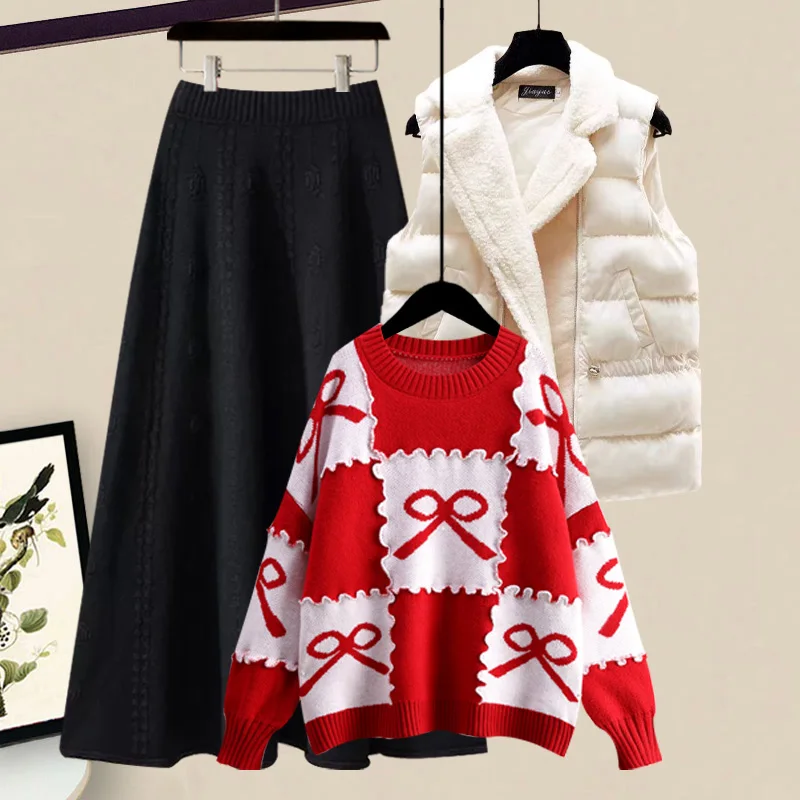 Korean Style Lazy Winter Fashion Knitted Sweater Vest And Skirt Three Piece Set Slimming Effect Long Sleeve Student Uniform
Korean Style Lazy Winter Fashion Knitted Sweater Vest And Skirt Three Piece Set Slimming Effect Long Sleeve Student Uniform