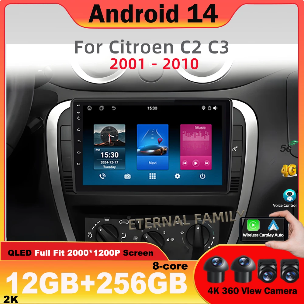 Android 14 Car Radio For Citroen C2 C3 2001 - 2010 car Multimedia Player Navigation Stereo Carplay Head Unit No 2Din DVD 4G WIFI
Android 14 Car Radio For Citroen C2 C3 2001 - 2010 car Multimedia Player Navigation Stereo Carplay Head Unit No 2Din DVD 4G WIFI