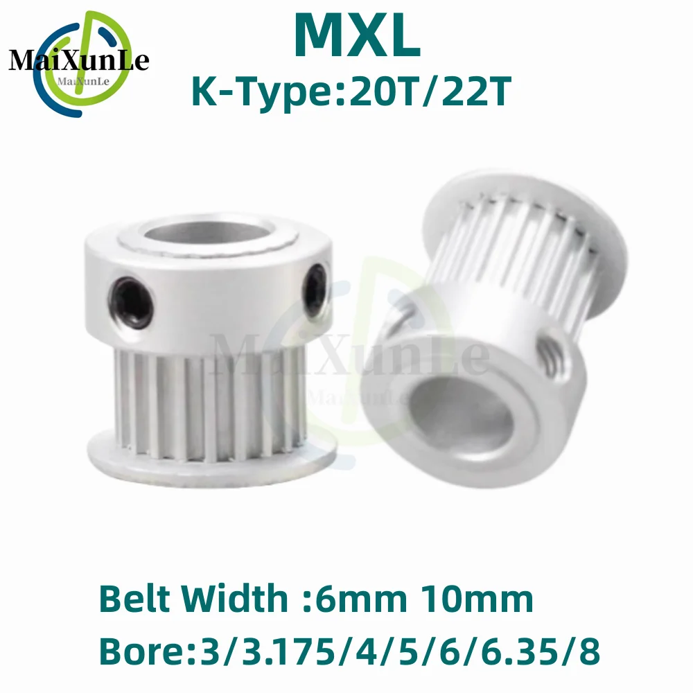 MXL K-type 20T/22T Teeth Pulley, Bore 3/3.175/4/5/6/6.35/8mm For Bandwidth 6mm 10mm Synchronous Belt
MXL K-type 20T/22T Teeth Pulley, Bore 3/3.175/4/5/6/6.35/8mm For Bandwidth 6mm 10mm Synchronous Belt