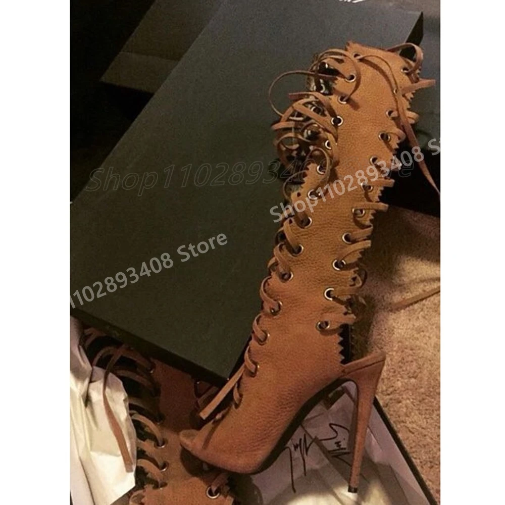Khaki Strappy Hollow Design Sandal Boots Lace-up Stiletto High Heel Elegant Retro Hot Girls Women Shoes 2025 Summer Para Mujere
Khaki Strappy Hollow Design Sandal Boots Lace-up Stiletto High Heel Elegant Retro Hot Girls Women Shoes 2025 Summer Para Mujere