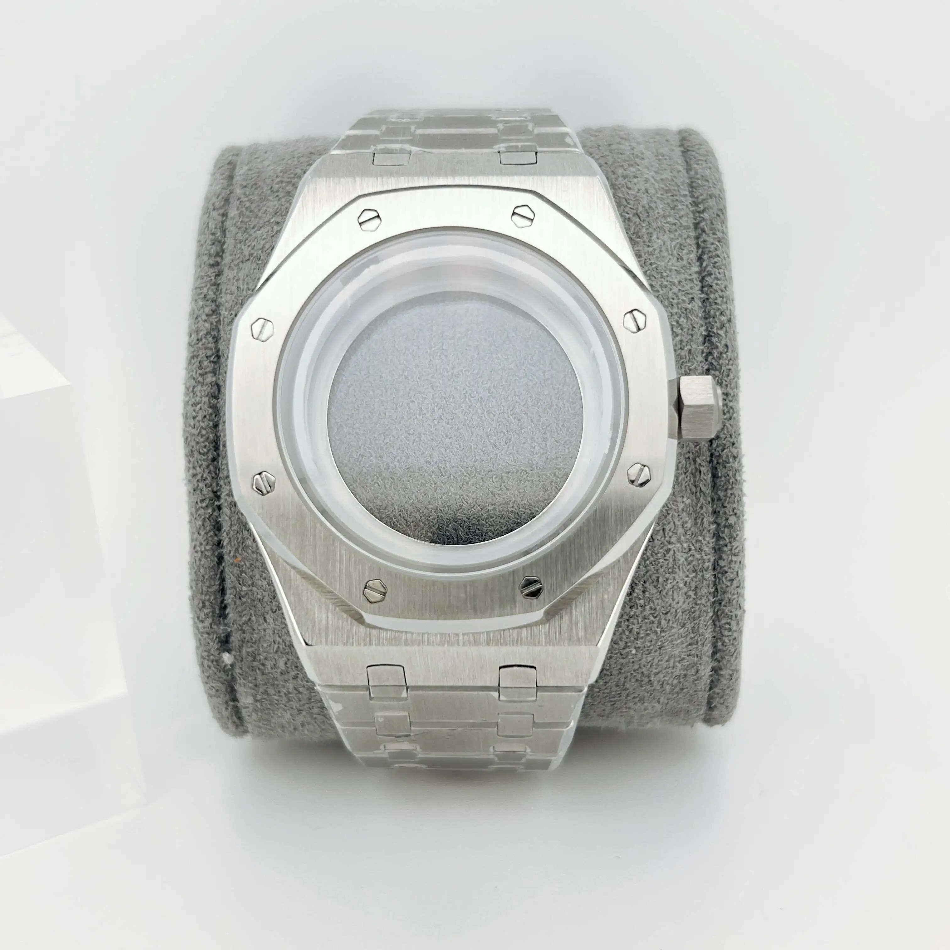 41mm Silver Watch Case Butterfly Buckle Strap Watch Transparent Bottom PVD Accessories for Asp Royal Oaks NH35/36 Movement Parts
41mm Silver Watch Case Butterfly Buckle Strap Watch Transparent Bottom PVD Accessories for Asp Royal Oaks NH35/36 Movement Parts