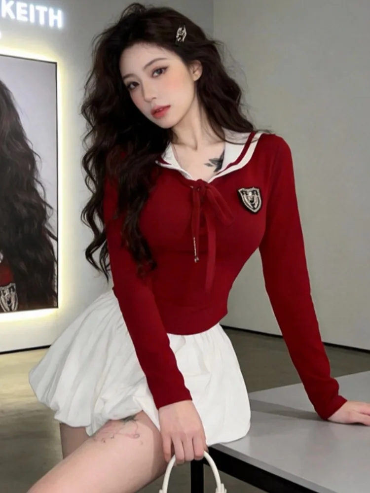 Sweet College Style Long Sleeve Navy Collar Women's Spring Autumn High Waist Slim Fit Bloom Half Skirt Two Piece Set
Sweet College Style Long Sleeve Navy Collar Women's Spring Autumn High Waist Slim Fit Bloom Half Skirt Two Piece Set