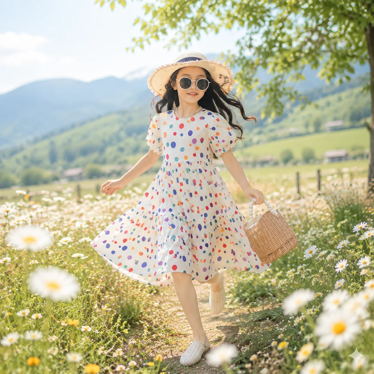 Children's Pastoral Style Colorful Polka Dot Dress Breathable Cotton Long Dress for Girls Daily Beach Summer Vacation
Children's Pastoral Style Colorful Polka Dot Dress Breathable Cotton Long Dress for Girls Daily Beach Summer Vacation