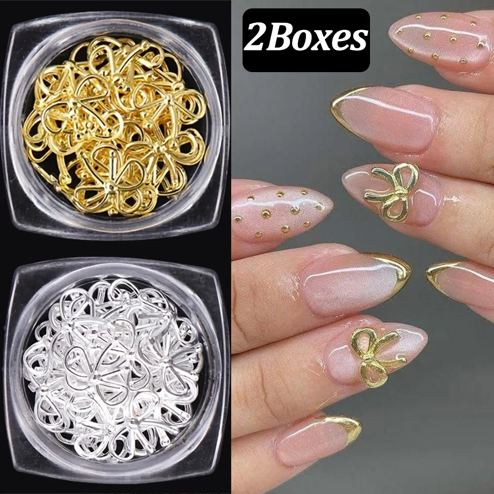 2 Bottle Gold Silver Metal Bow Nail Rivets Charms 3D Metallic Willow Bowknot Nail Jewelry Y2k Hollow Bowtie Alloy Manicure Decor
2 Bottle Gold Silver Metal Bow Nail Rivets Charms 3D Metallic Willow Bowknot Nail Jewelry Y2k Hollow Bowtie Alloy Manicure Decor