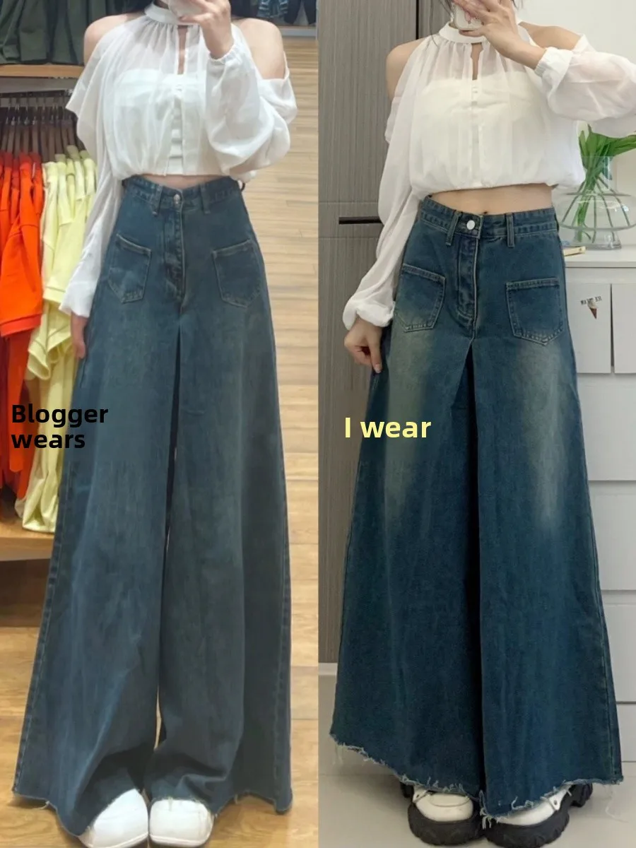 Retro Frayed Denim Skirt High Waist Wide Leg Bell Bottoms for Women Autumn Winter plus Size Loose Slimming Hot Girl American ...
Retro Frayed Denim Skirt High Waist Wide Leg Bell Bottoms for Women Autumn Winter plus Size Loose Slimming Hot Girl American ...