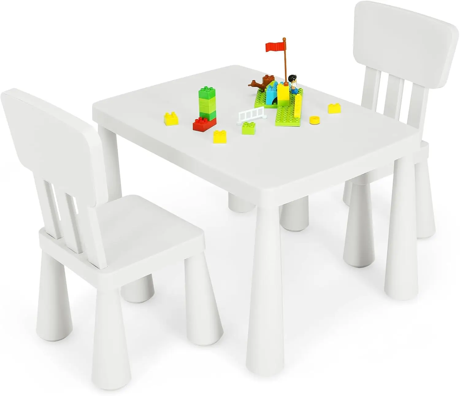 Toddler Table and Chair Set, Plastic 3-Piece Activity Furniture for Kids Age 3-7, White
Toddler Table and Chair Set, Plastic 3-Piece Activity Furniture for Kids Age 3-7, White