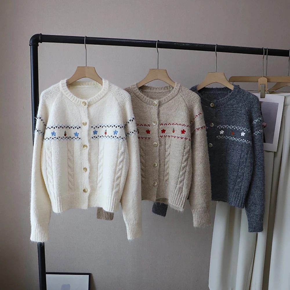 Женские свободные кардиганы с цветочной вышивкой в стиле ретро, осень-зима, теплый вязаный свитер с круглым вырезом, кардиган, шикарные универсальные свитера, верхняя одежда
Женские свободные кардиганы с цветочной вышивкой в стиле ретро, осень-зима, теплый вязаный свитер с круглым вырезом, кардиган, шикарные универсальные свитера, верхняя одежда