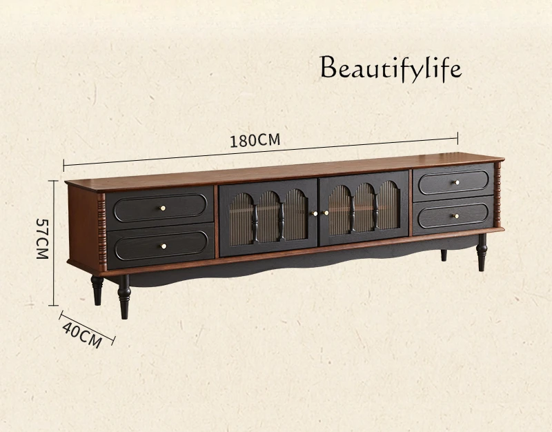French retro solid wood TV cabinet coffee table combination locker integrated living room small apartment
French retro solid wood TV cabinet coffee table combination locker integrated living room small apartment