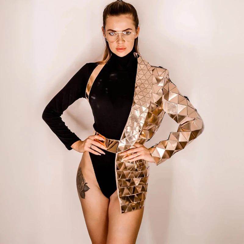 Women's Fashion Gold Sequins One Sleeve Geometric Sequin Jacket Elegant Long Sleeve Evening Party New High Street Outerwear
Women's Fashion Gold Sequins One Sleeve Geometric Sequin Jacket Elegant Long Sleeve Evening Party New High Street Outerwear