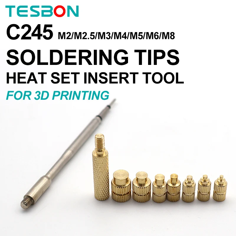C245 Heat Insert Nut Iron Tip Insert Internal Thread Head M2-M8 Brass Hot Melt Insert Nut Insertion Kit For JBC245/HS-02A/T80P
C245 Heat Insert Nut Iron Tip Insert Internal Thread Head M2-M8 Brass Hot Melt Insert Nut Insertion Kit For JBC245/HS-02A/T80P