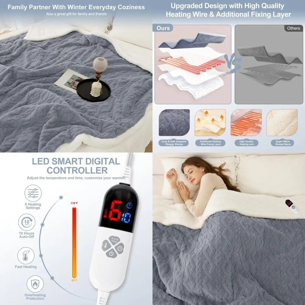 Электрическое одеяло из шерпы синего цвета 72x84 - 6 режимов нагрева, таймер на 10 часов, защита от перегрева
Электрическое одеяло из шерпы синего цвета 72x84 - 6 режимов нагрева, таймер на 10 часов, защита от перегрева