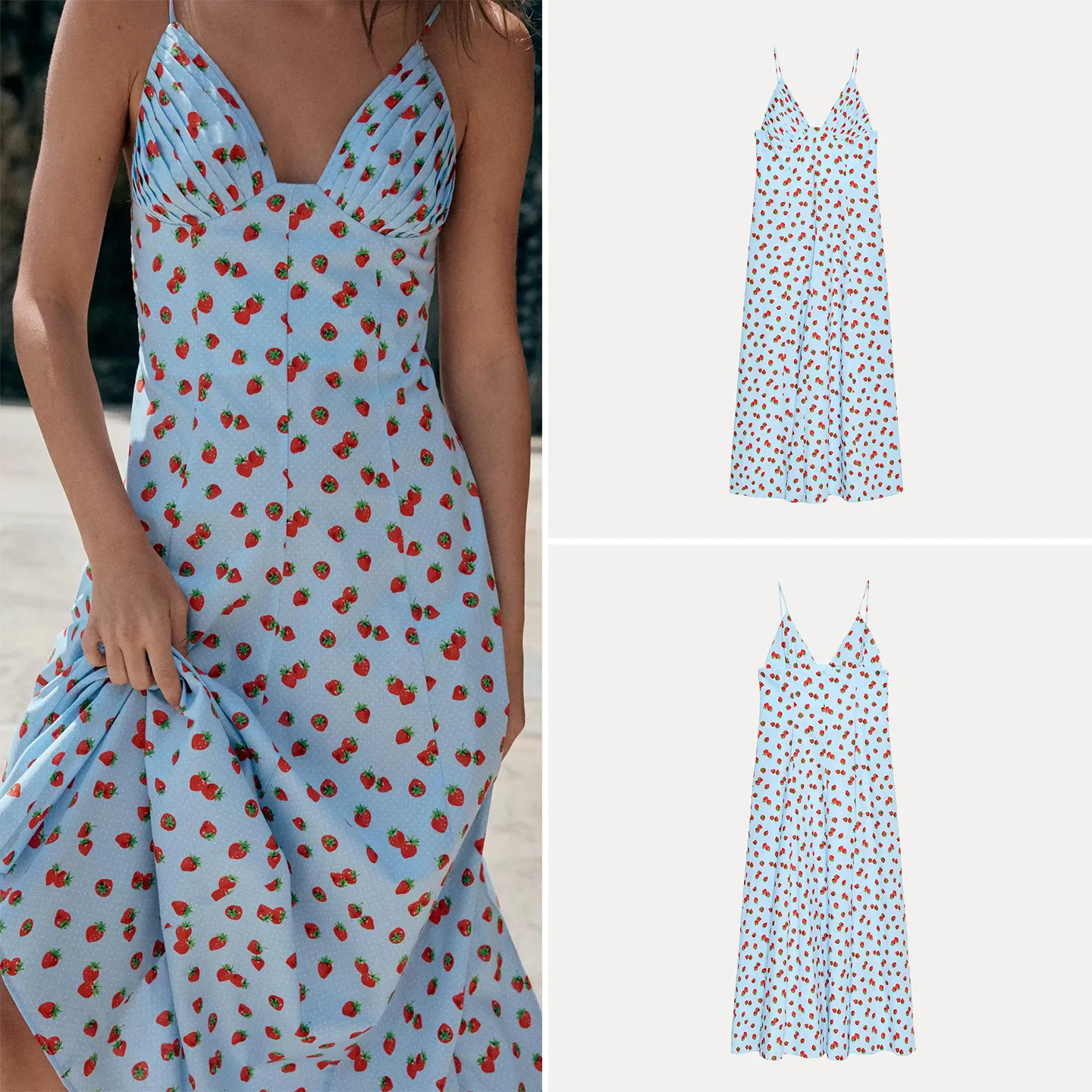 Fashionable Strawberry Print V-Neck Women's Dress Summer 2026 Strapless Gown Versatile Stylish Clothing European Style
Fashionable Strawberry Print V-Neck Women's Dress Summer 2026 Strapless Gown Versatile Stylish Clothing European Style