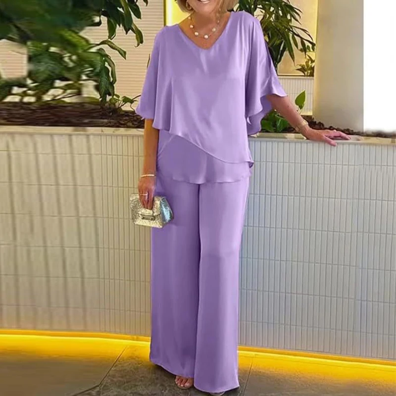 Summer Casual Multi-color Commuting Set Women V Neck Short Sleeved Top and Long Pants Suit Elegant Irregular High Street Outfit
Summer Casual Multi-color Commuting Set Women V Neck Short Sleeved Top and Long Pants Suit Elegant Irregular High Street Outfit