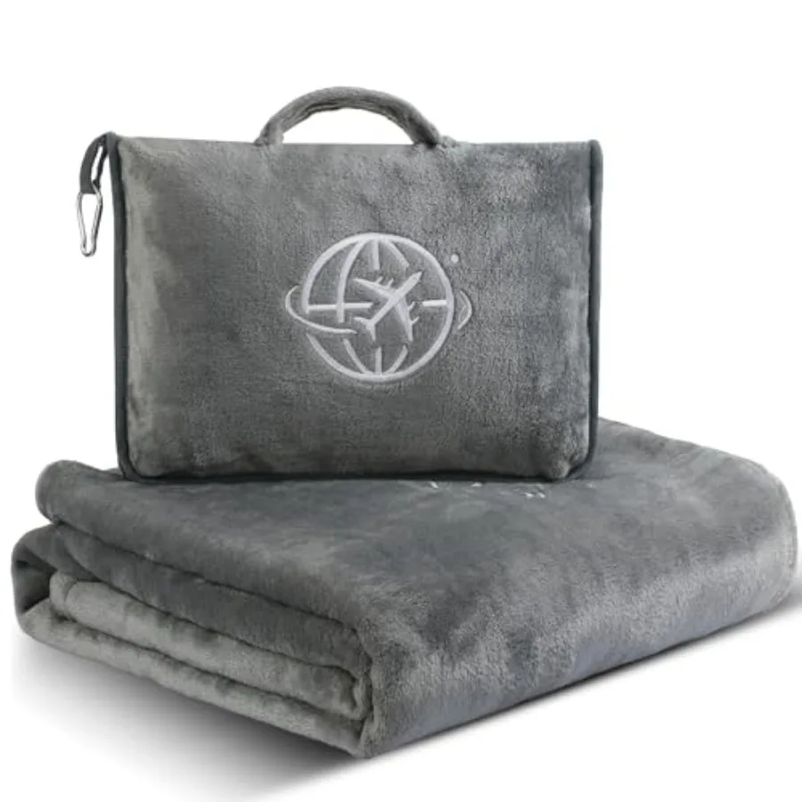 2-in-1 Travel Blanket and Pillow Lightweight, Compact, Ultra Soft, Machine Washable Handle, Luggage Sleeve, Backpack Clip for T
2-in-1 Travel Blanket and Pillow Lightweight, Compact, Ultra Soft, Machine Washable Handle, Luggage Sleeve, Backpack Clip for T