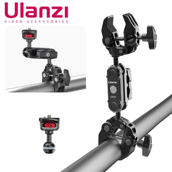 Ulanzi CO17 Metall Dual Ball Kopf Super Clamp Magic Arm Krabben Clip mit 1/4 Loch Für Dji Gopro Action Insta360 Panorama Kamera