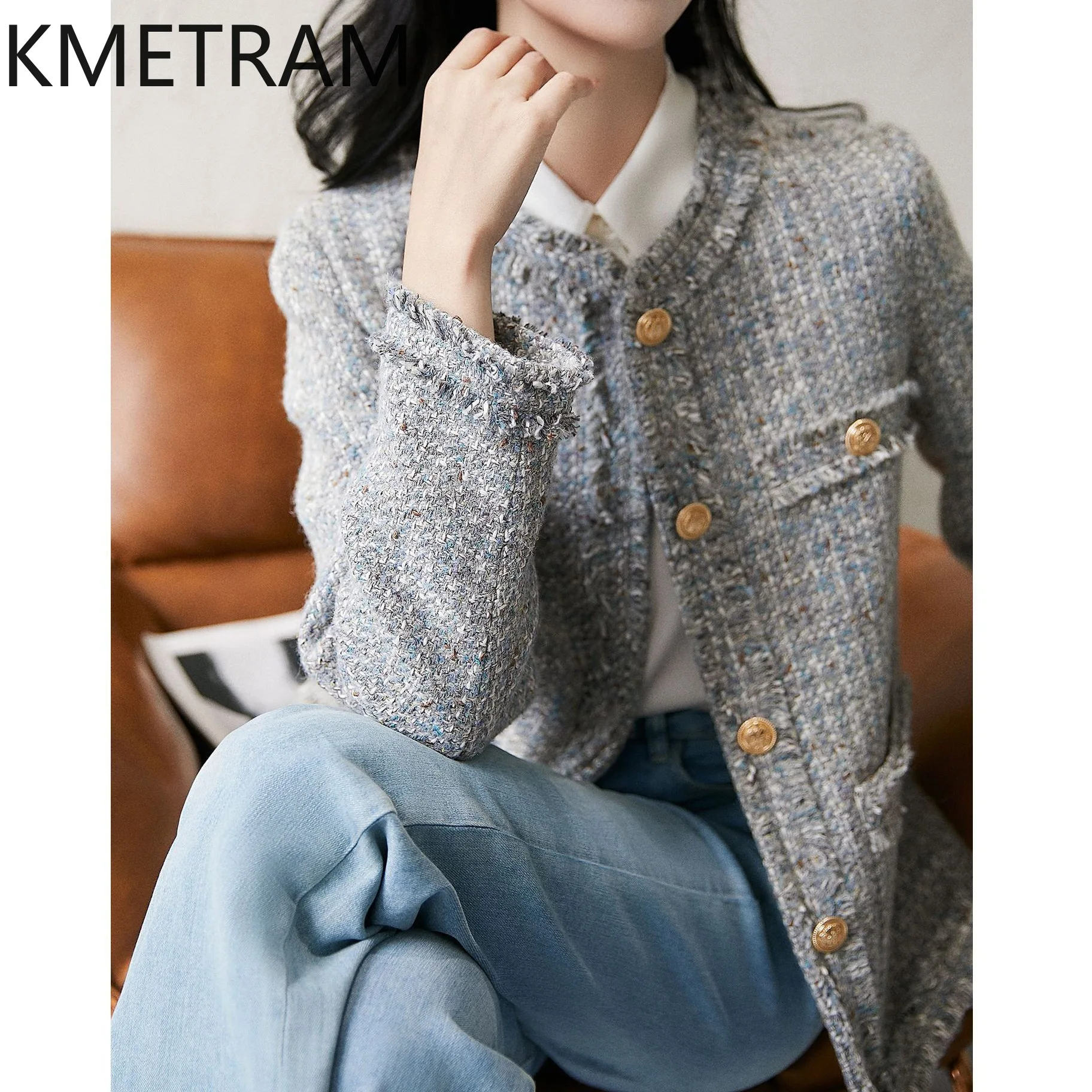 KMETRAM Elegant Tweed Jackets All Match Short Coat High Quality New in Outerwear 2024 Fall Clothes Women Chaquetas Para Mujer
KMETRAM Elegant Tweed Jackets All Match Short Coat High Quality New in Outerwear 2024 Fall Clothes Women Chaquetas Para Mujer