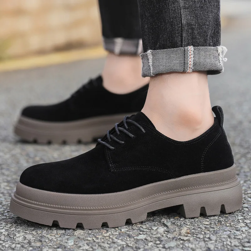Mens Chunky Derby Work Boots Retro Lace-Up Suede Shoes Thick Sole Breathable Low-Top Industrial Casual Footwear for Men
Mens Chunky Derby Work Boots Retro Lace-Up Suede Shoes Thick Sole Breathable Low-Top Industrial Casual Footwear for Men